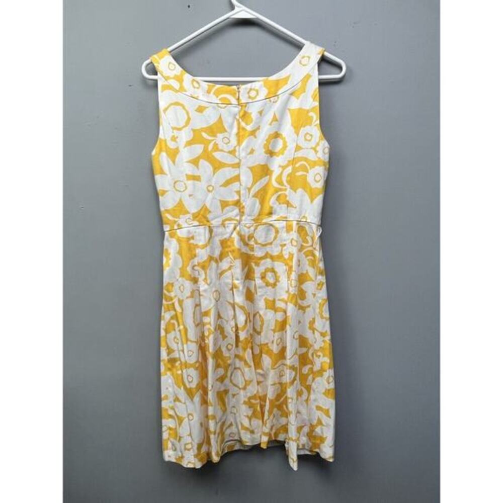 Connected Apparel Dress Womens 8P Petite Yellow Floral Sheath Sleeveless Pleated - Picture 2 of 7